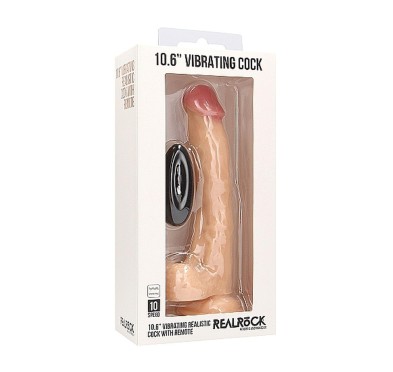 Vibrating Realistic Cock - 10" - With Scrotum - Skin